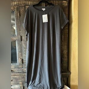 LuLaRoe CHELSEA T-SHIRT DRESS Gray NWT Size 2XL Ribbed with cuff sleeve
